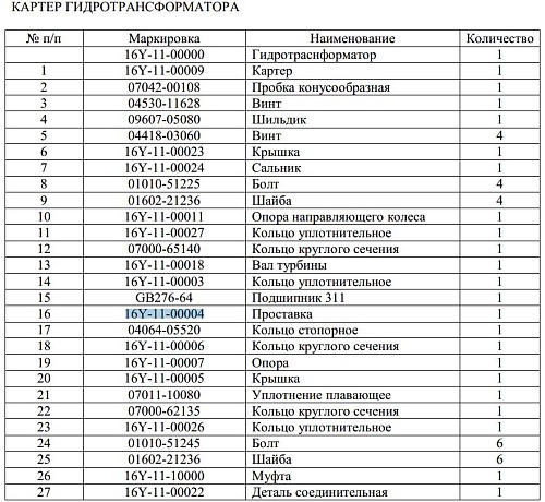 Шайба 16Y-11-00004 Шайба 16Y-11-00004