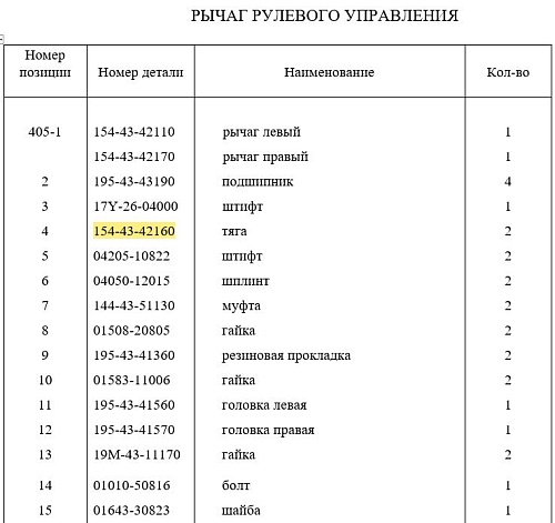 Тяга 154-43-42160 VR Тяга 154-43-42160 VR
